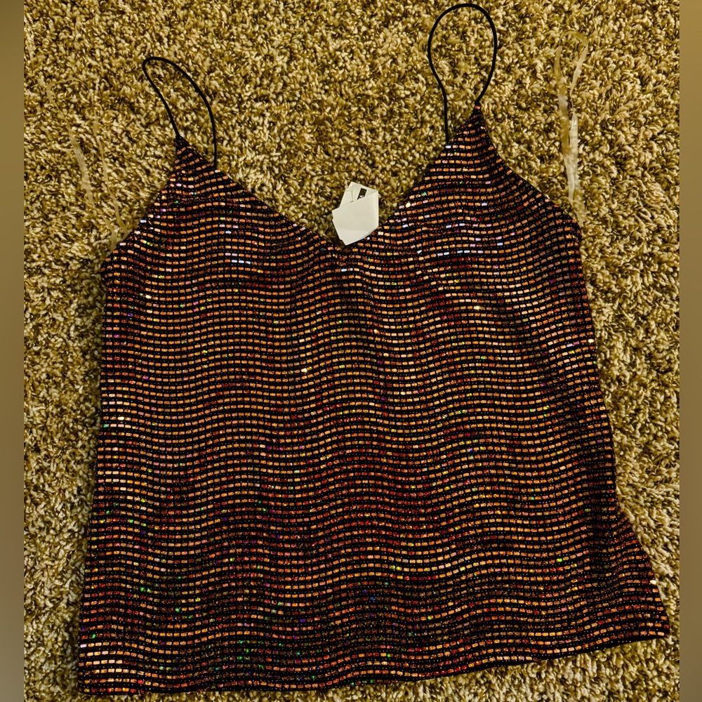 RHINESTONE SPAGHETTI STRAP TOP - SMALL